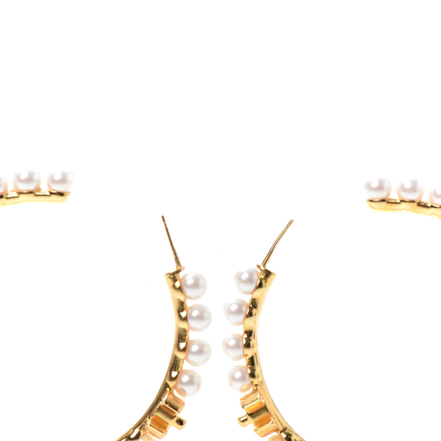 Chanel Pearl CC More Is More Hoop Earrings Gold 3 of 4