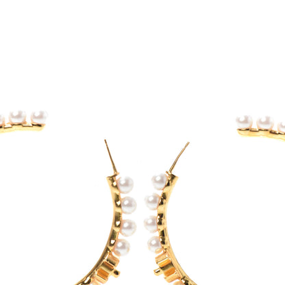 Chanel Pearl CC More Is More Hoop Earrings Gold 3 of 4