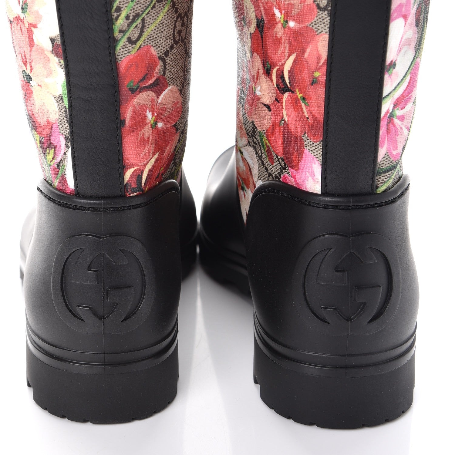 Gucci GG Supreme Monogram Blooms Flat Rubber Boots 39 Beige Multicolor 6 of 10