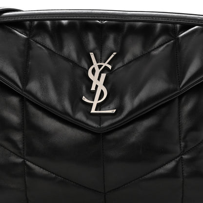 Saint Laurent Lambskin Quilted Medium Loulou Puffer Monogram Chain Satchel Black 7 of 9
