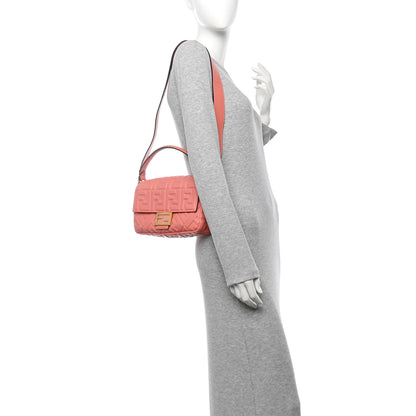 Fendi Nappa FF 1974 Embossed Baguette Rosa Pesca 2 of 10