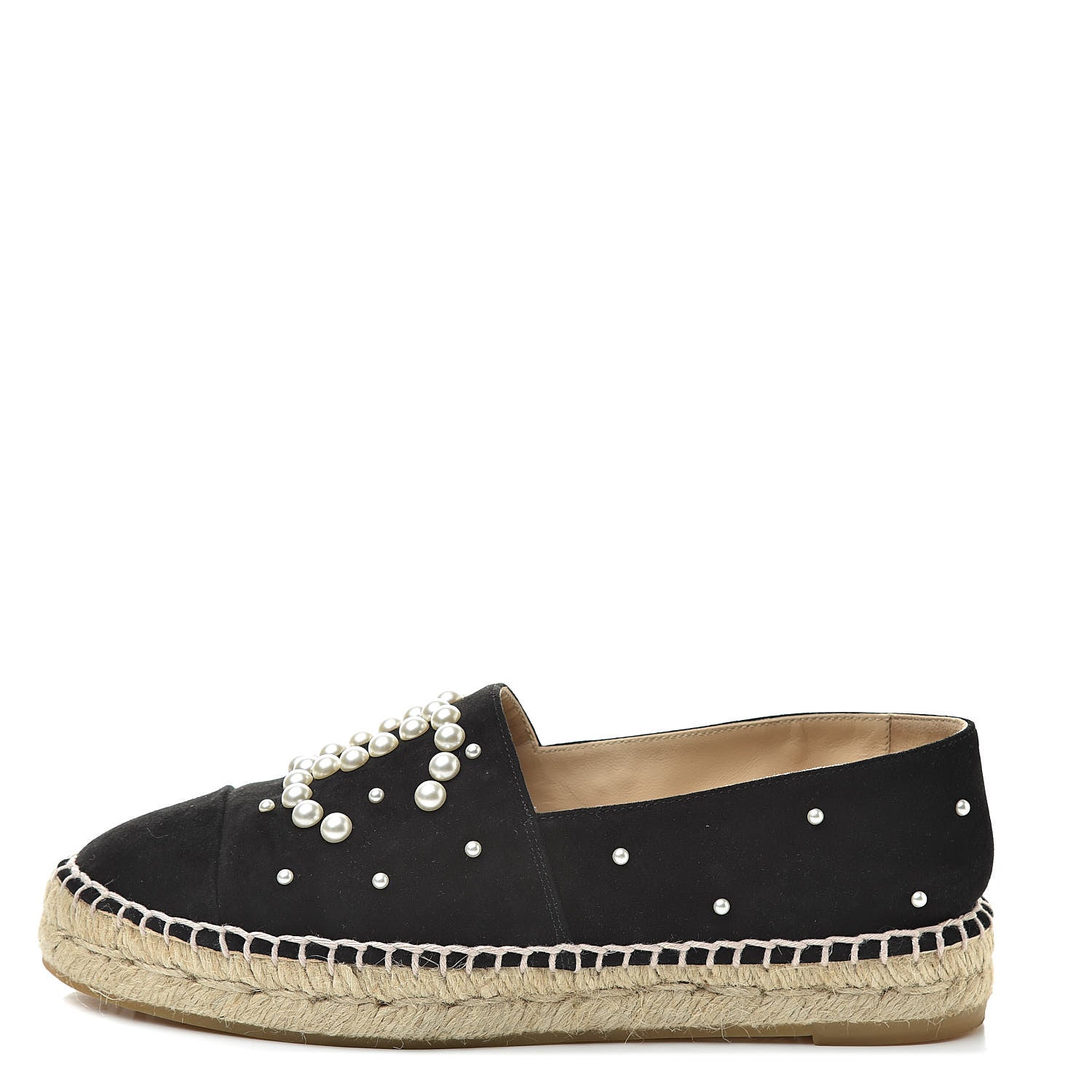 Chanel Suede Pearl CC Espadrilles 36 Black 1 of 11