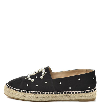Chanel Suede Pearl CC Espadrilles 36 Black 1 of 11