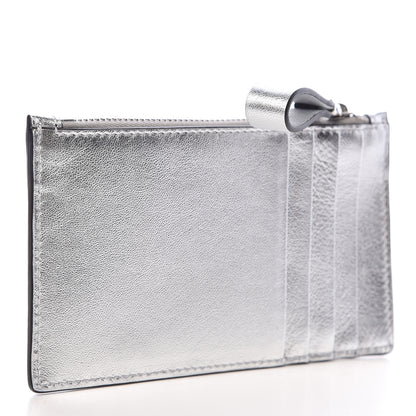 Valentino Garavani Metallic Calfskin Go Logo Coin Case Card Holder Silver 3 of 8