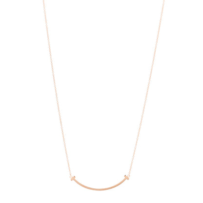 Tiffany 18K Rose Gold Small T Smile Pendant Necklace 1 of 6