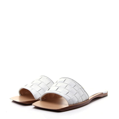 Bottega Veneta Nappa Intrecciato Squared Toe Flat Sandals 36 White 3 of 10