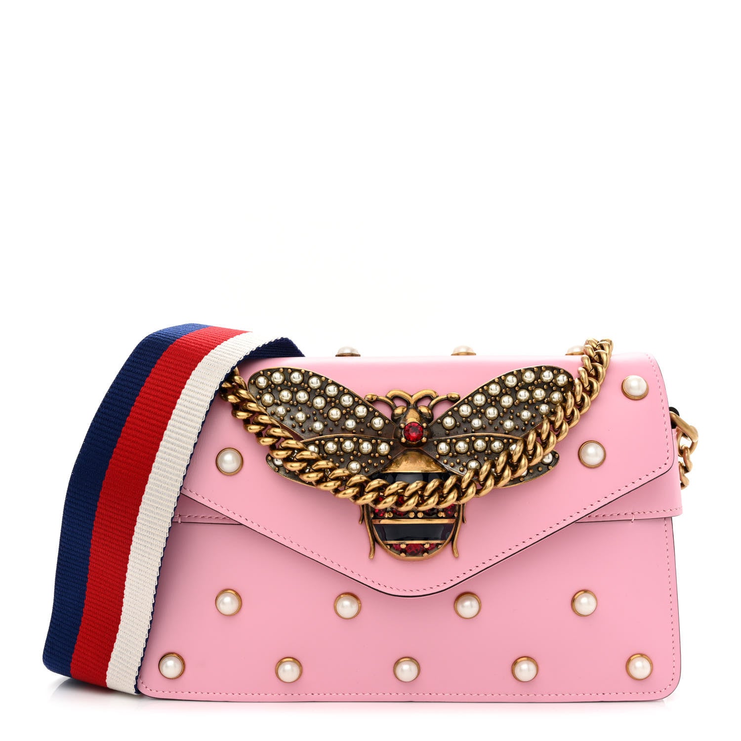 Gucci Nappa Pearl Studded Mini Queen Margaret Broadway Shoulder Bag Sugar Pink 1 of 12