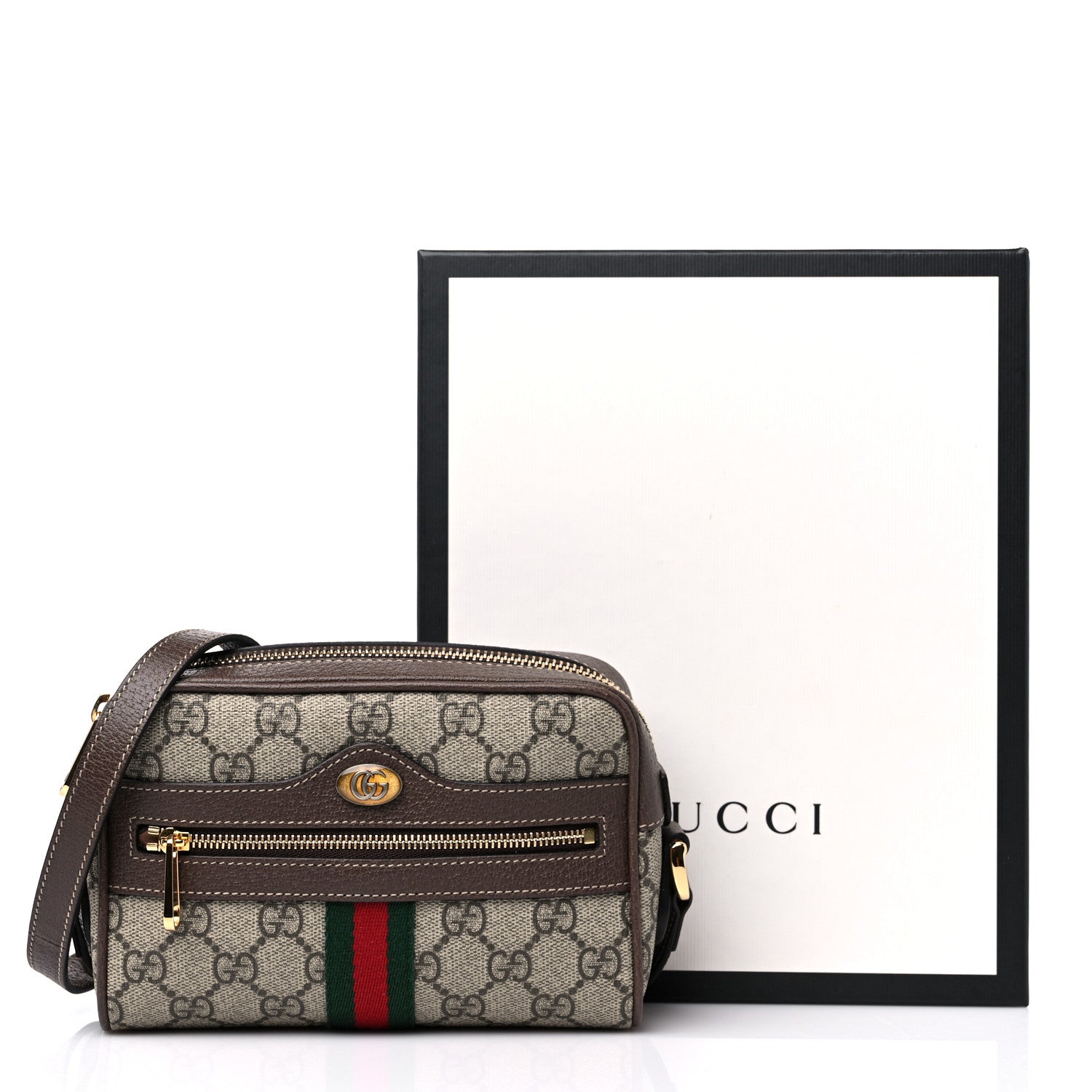 Gucci GG Supreme Monogram Web Mini Ophidia Shoulder Bag Brown 10 of 10