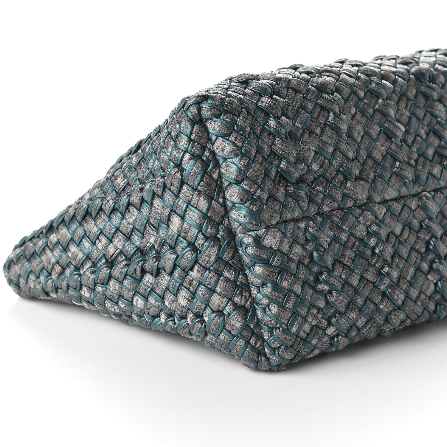 Bottega Veneta Metallic Intrecciato Tote Teal 6 of 9