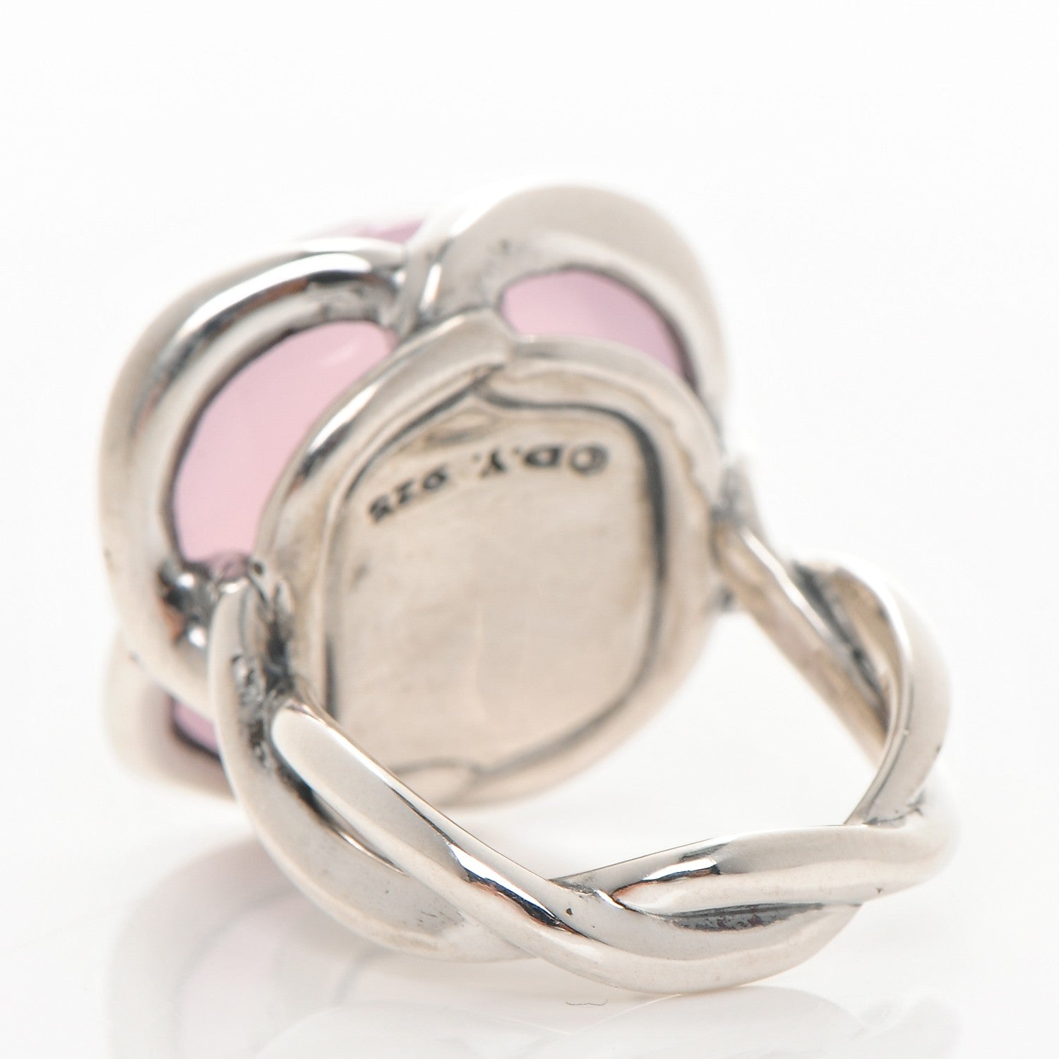 David Yurman Sterling Silver Rose Quartz Continuance Ring 54 7 3 of 4