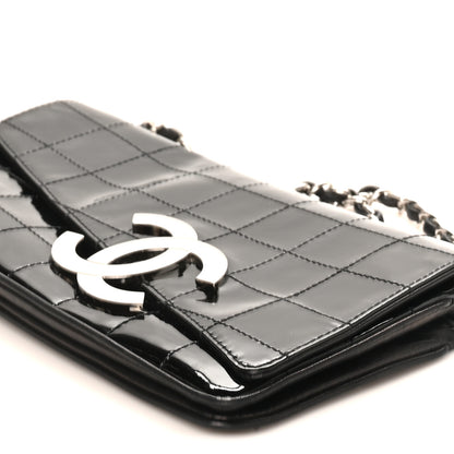 Chanel Patent Quilted Diagonal CC East West Chocolate Bar Flap Black 10 of 12