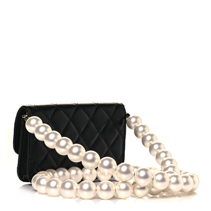 Chanel Calfskin Quilted Maxi Pearls Clutch With Chain Black 2 of 14