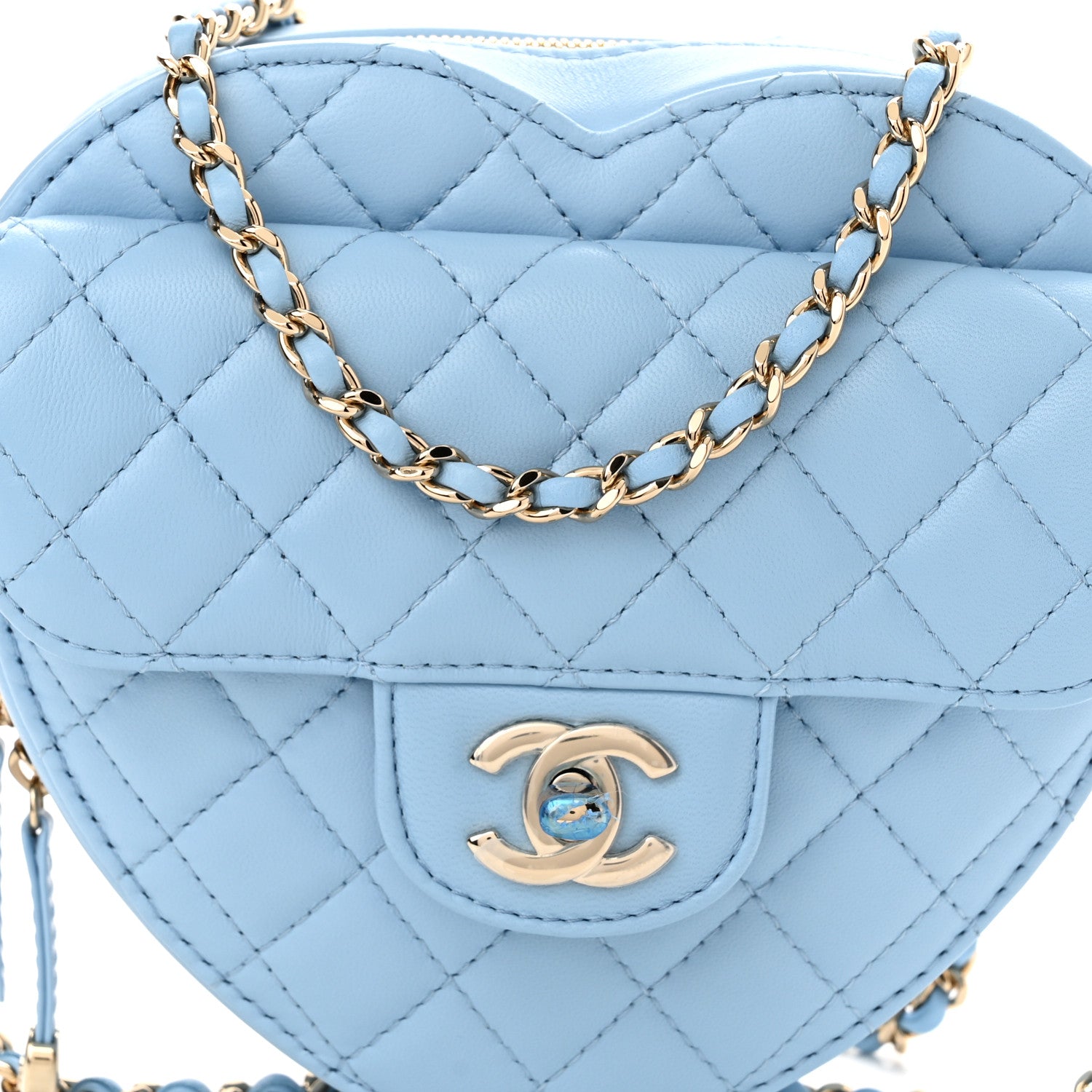 Chanel Lambskin Quilted CC In Love Heart Bag Light Blue 8 of 11