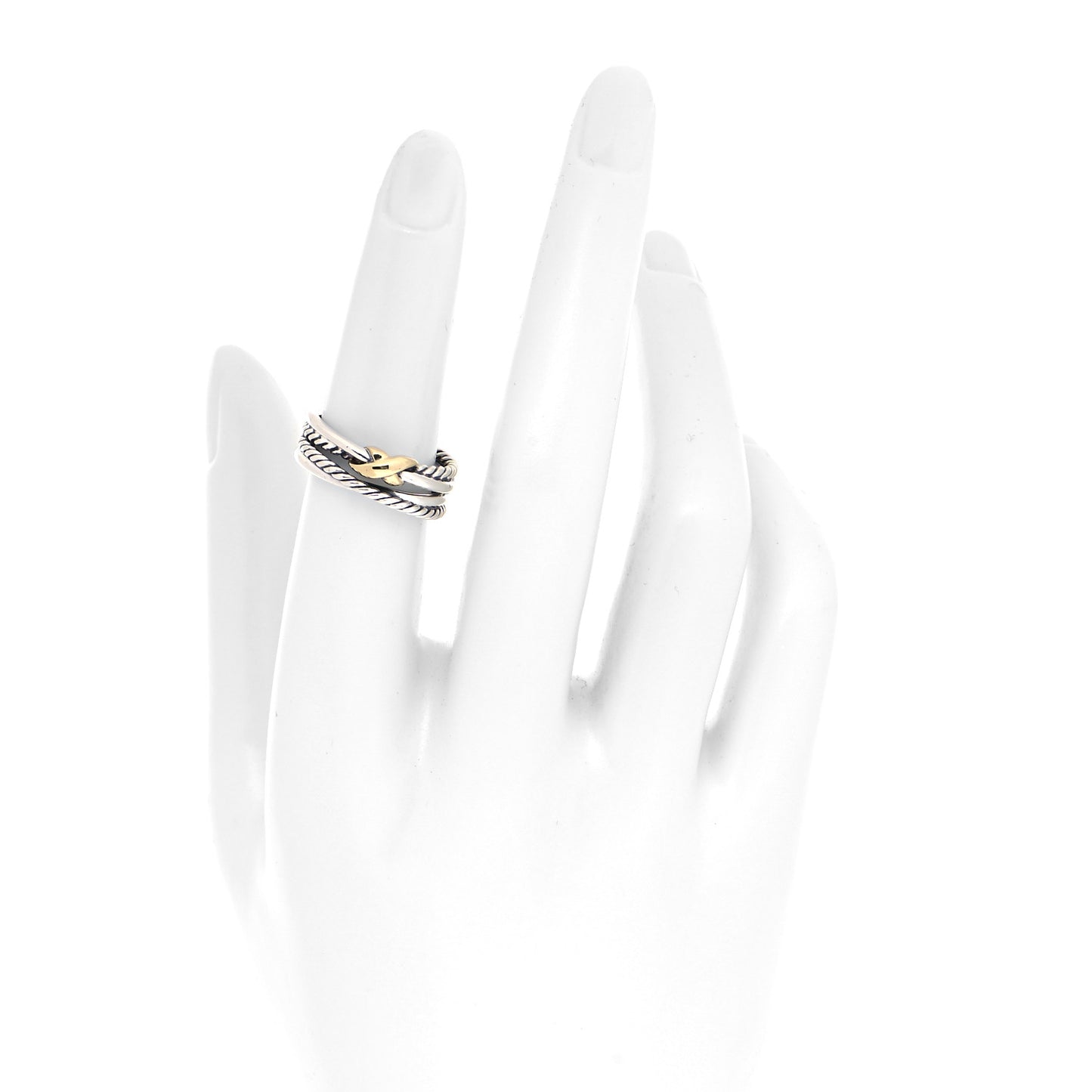 Sterling Silver 18K Yellow Gold 6mm X Crossover Ring 51 5.75