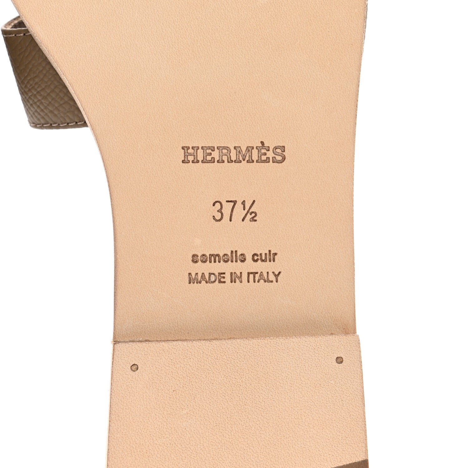 Hermes Epsom Oran Sandals 37.5 Etoupe 6 of 9