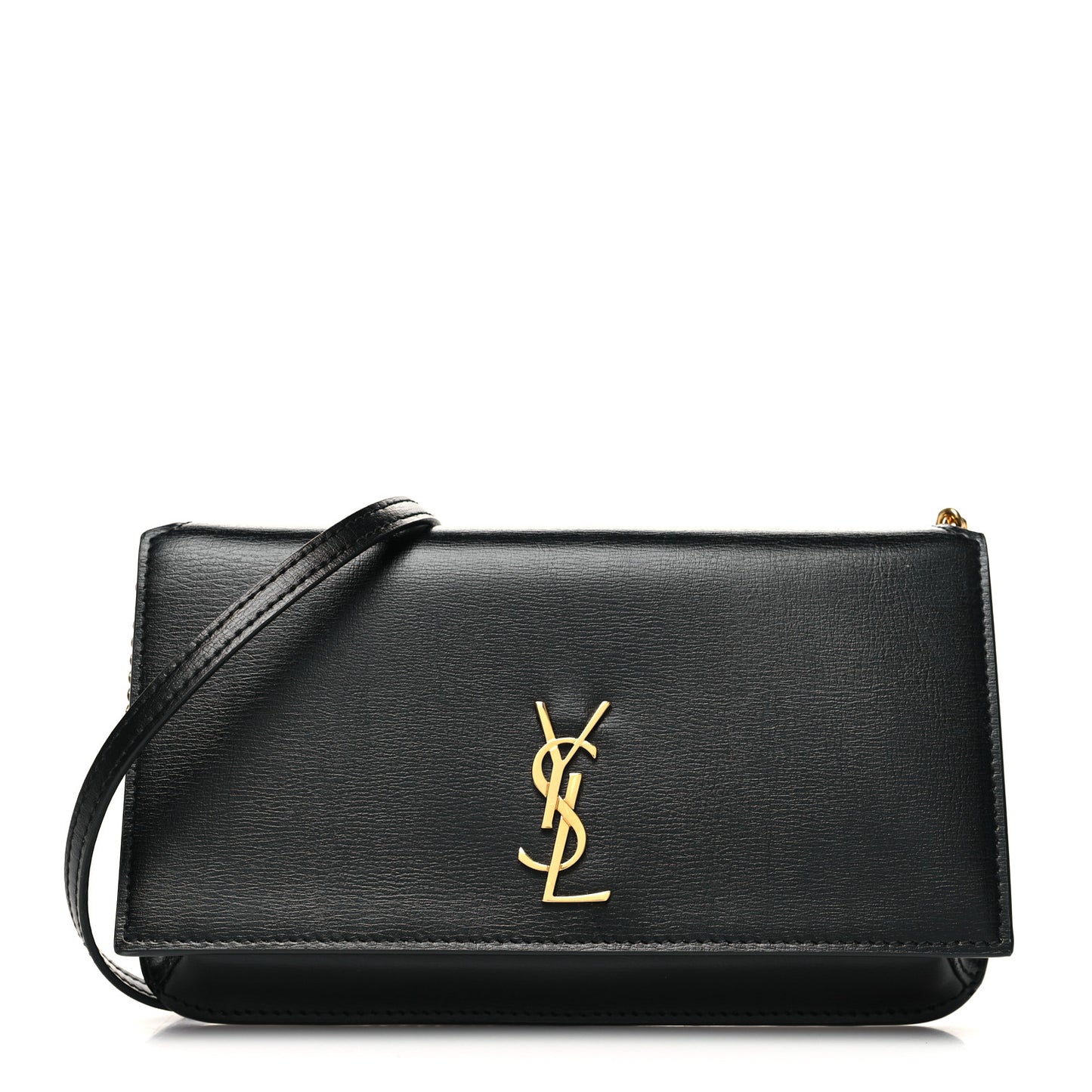 Smooth Calfskin Monogram Phone Holder Crossbody Black
