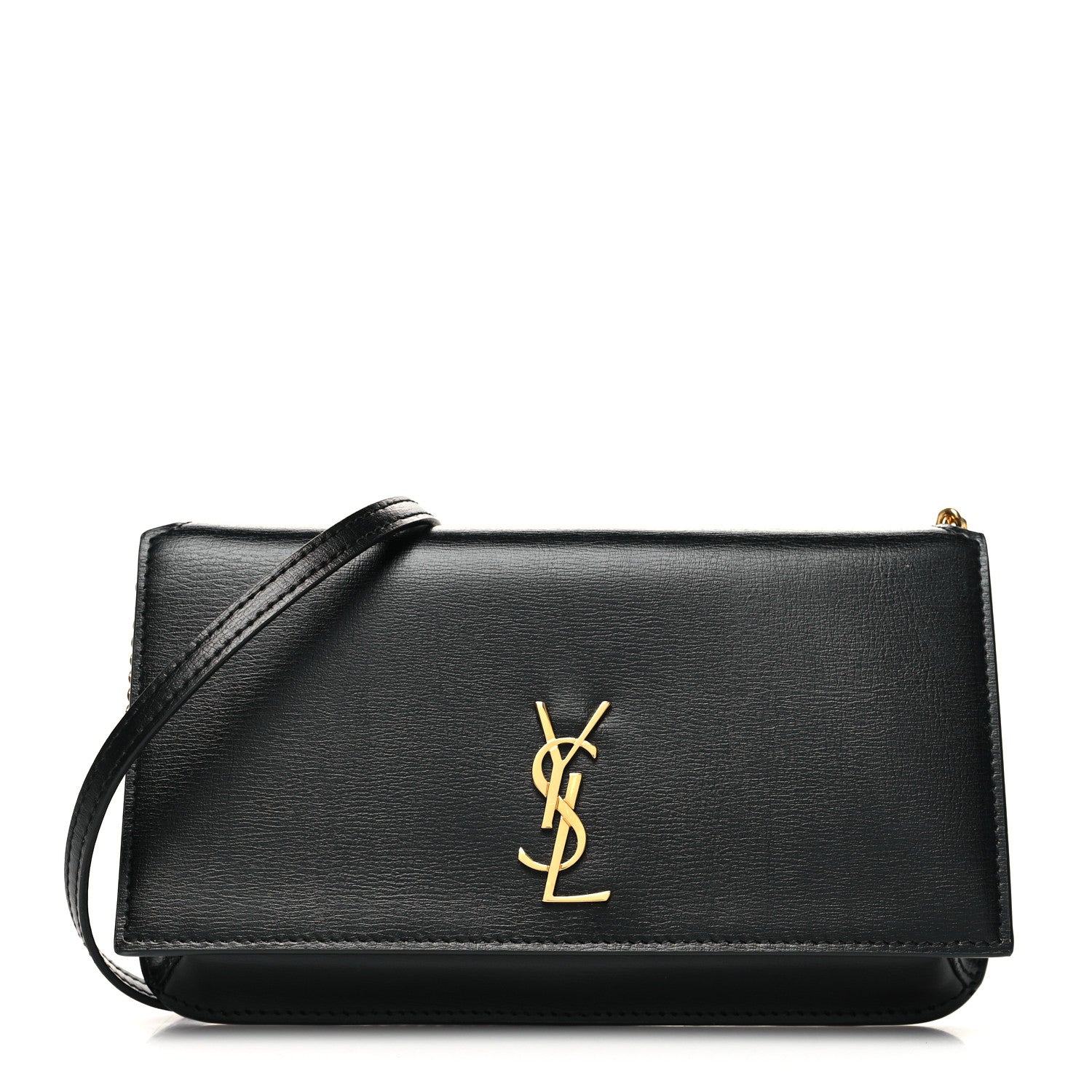 Saint Laurent Smooth Calfskin Monogram Phone Holder Crossbody Black 1 of 9