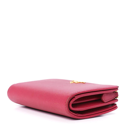 Prada Saffiano Metal Compact Wallet Peonia 12 of 16