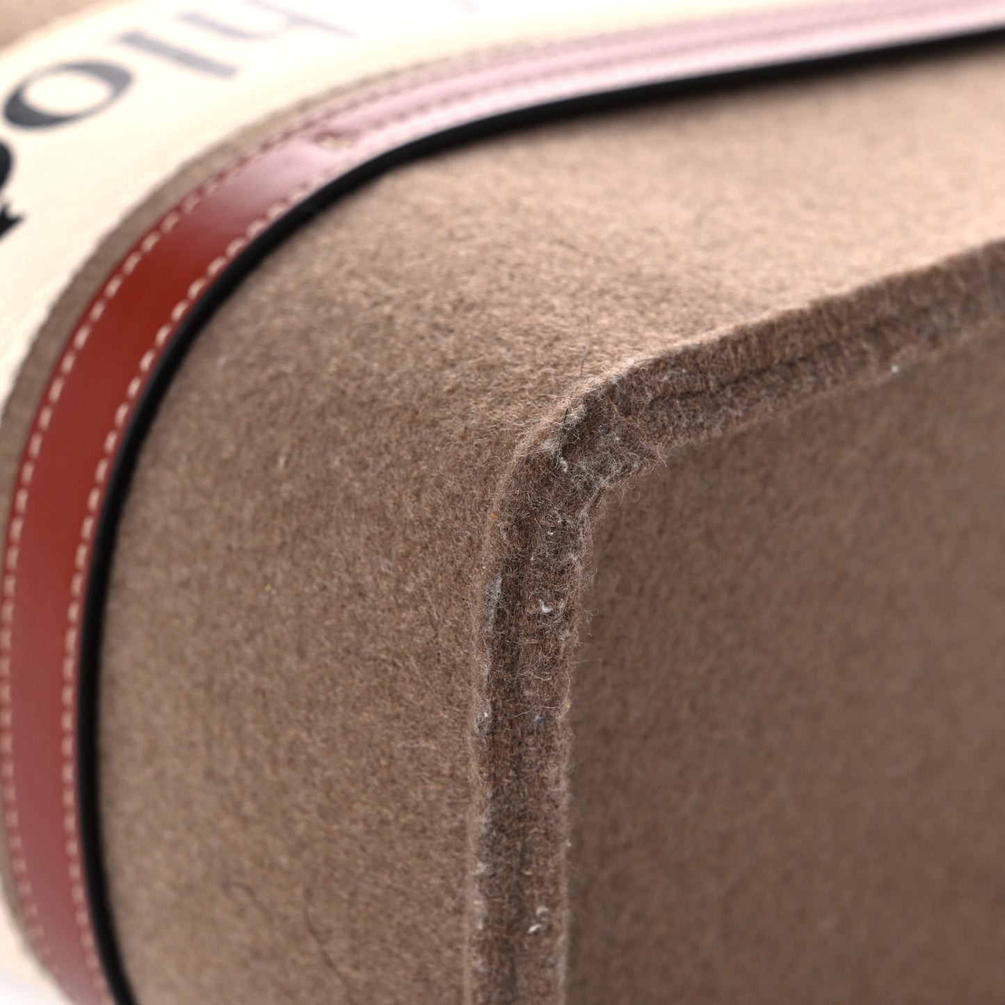 Felt Shiny Calfskin Medium Woody Ribbon Tote Light Brown