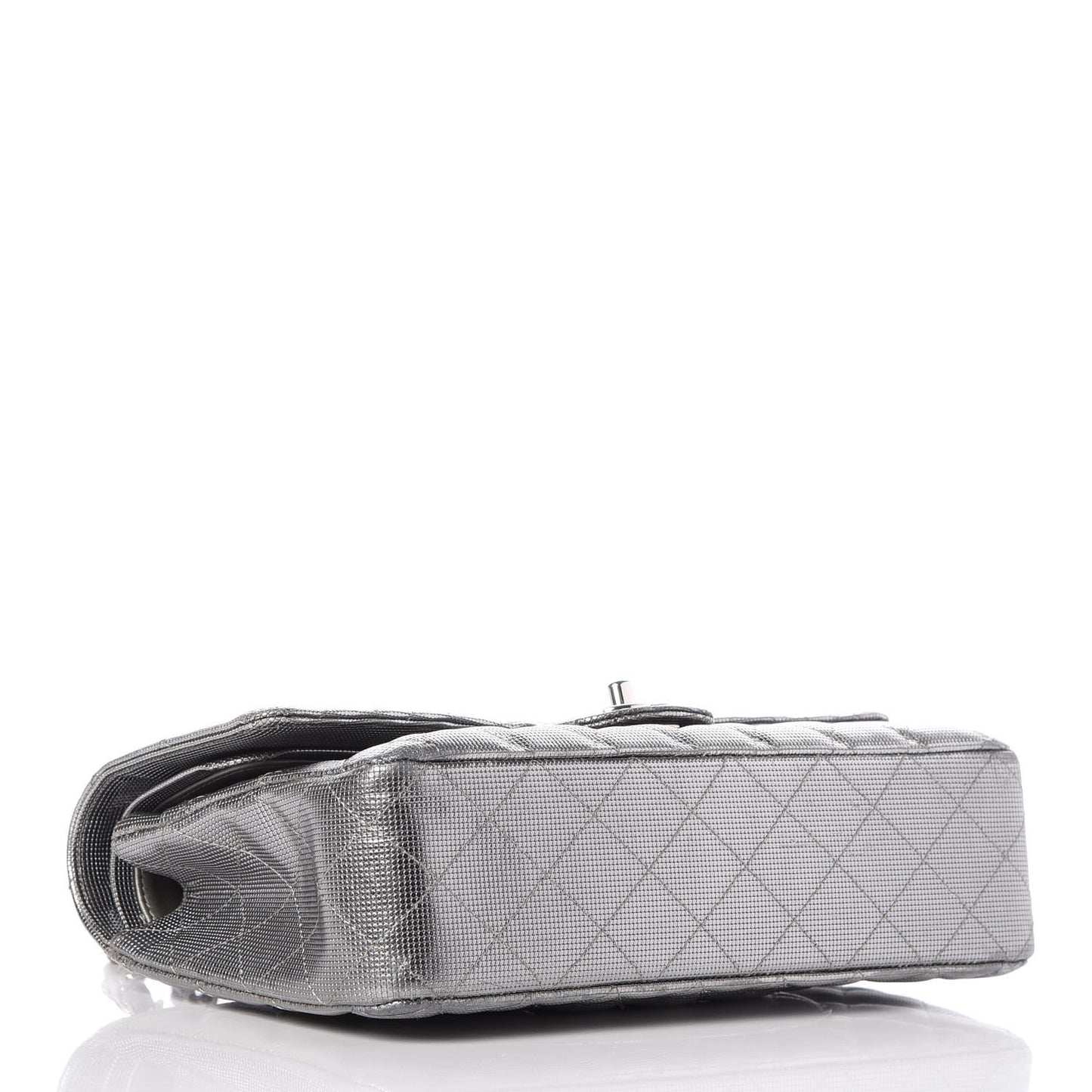 Calfskin Metallic Pixel Effect Medium Double Flap Silver