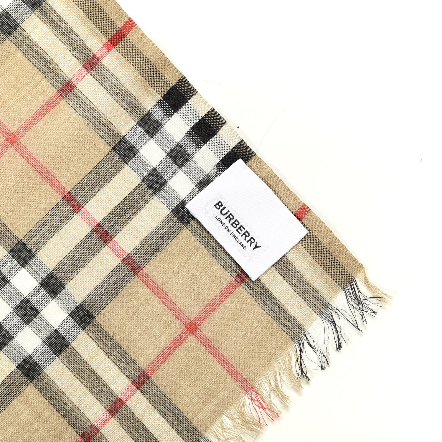 Burberry Wool Silk Gauze Vintage Check Scarf Antique Yellow 3 of 4