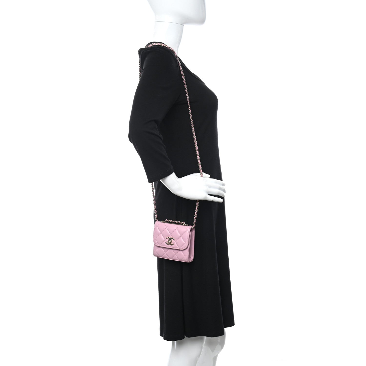 Chanel Lambskin Quilted Mini Trendy CC Clutch With Chain Dark Pink 2 of 10