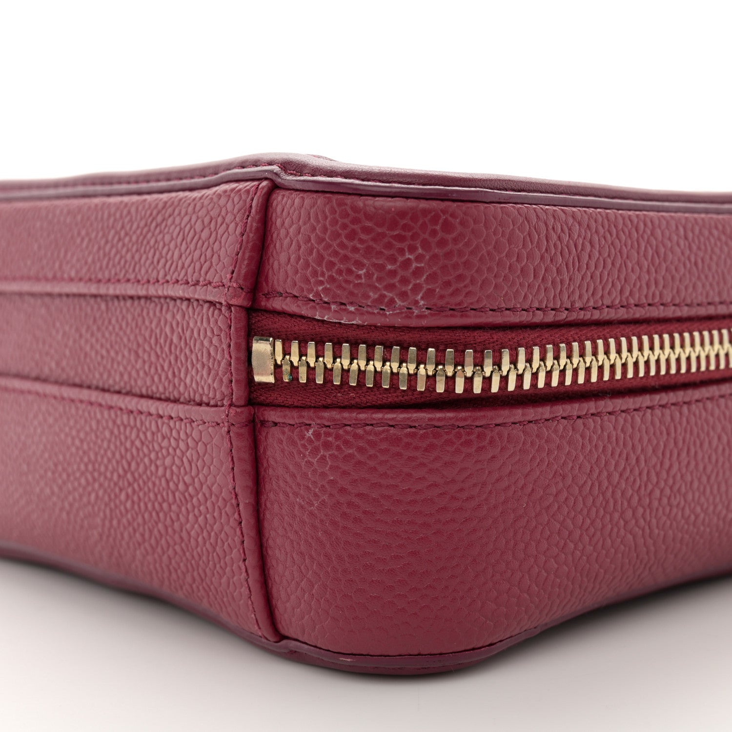 Chanel Caviar Quilted Small CC Filigree Vanity Case Burgundy 10 of 14