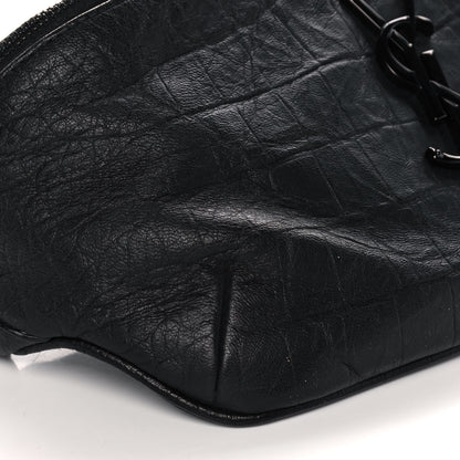 Saint Laurent Calfskin Crocodile Embossed Monogram Belt Bag Black 7 of 8