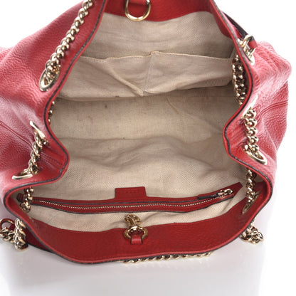Gucci Pebbled Calfskin Medium Soho Chain Shoulder Bag Tabasco Red 5 of 7
