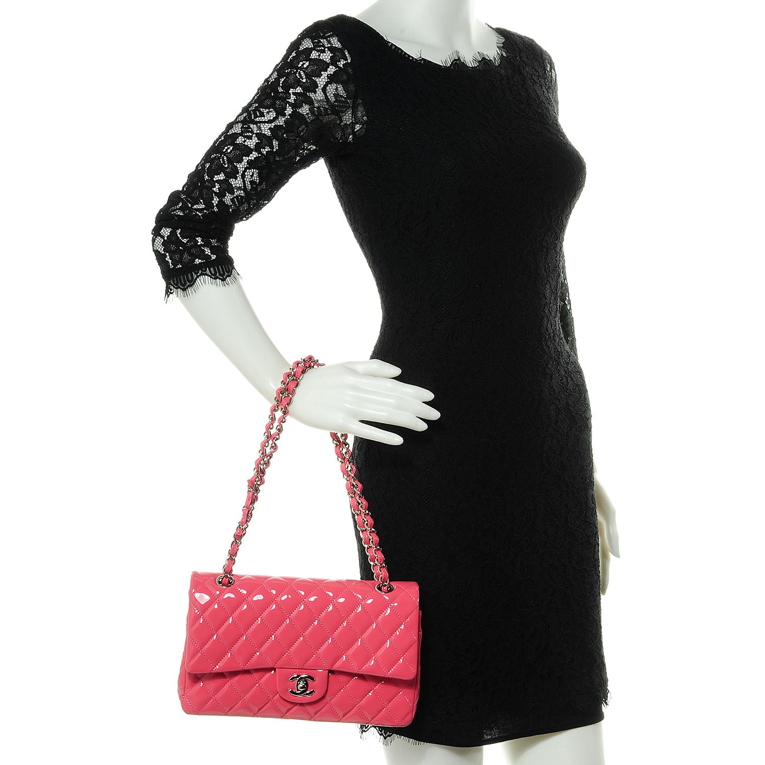 Chanel Patent Quilted Medium Double Flap Pink 2 of 8