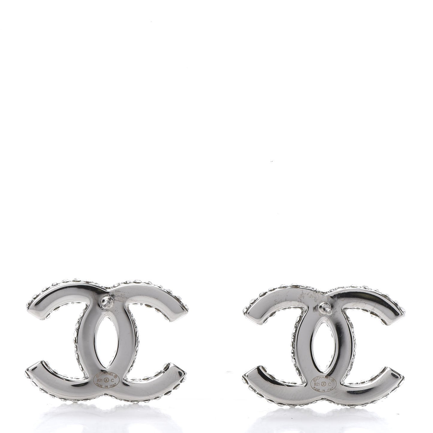 Crystal CC Treasure Chest Earrings Silver