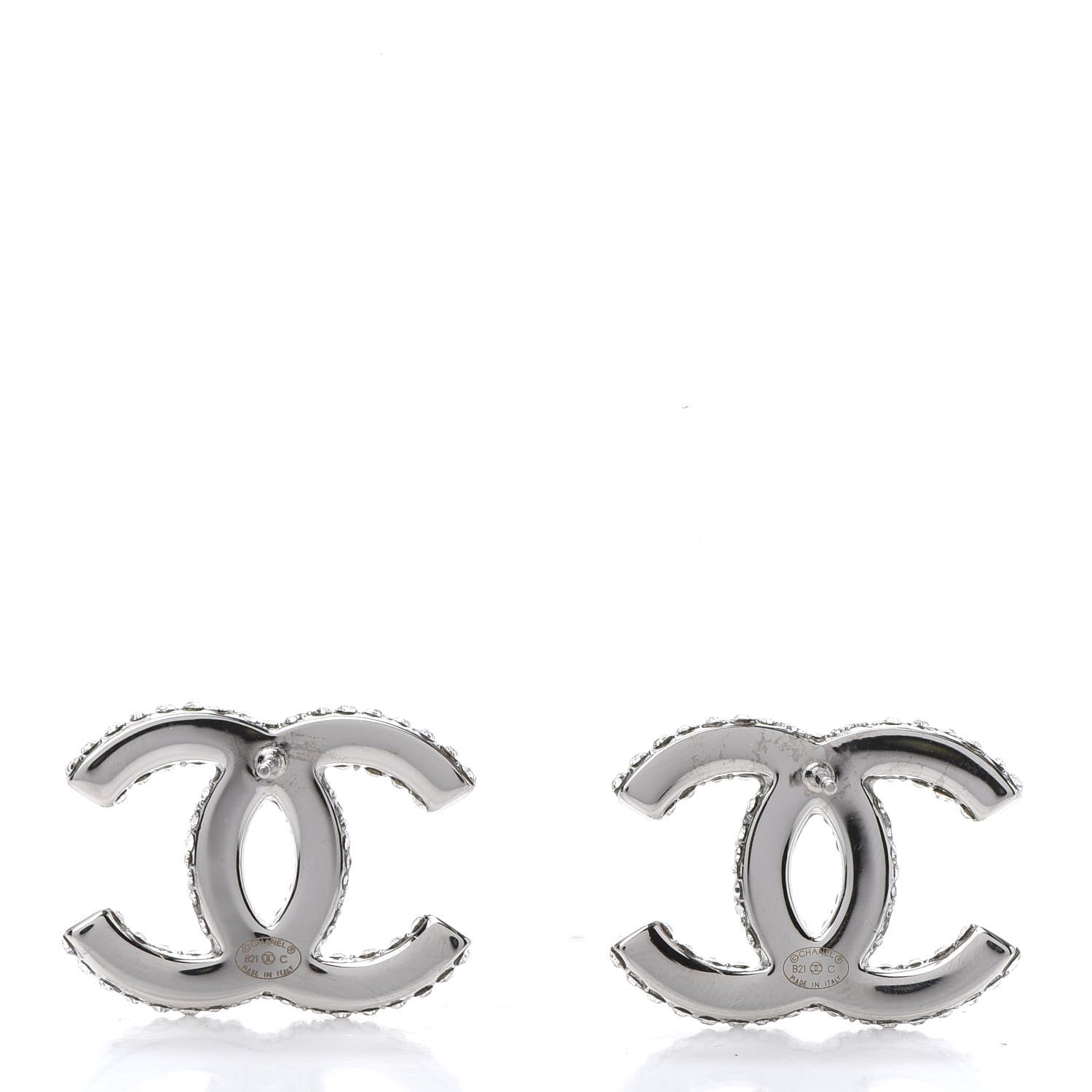 Chanel Crystal CC Treasure Chest Earrings Silver 4 of 5
