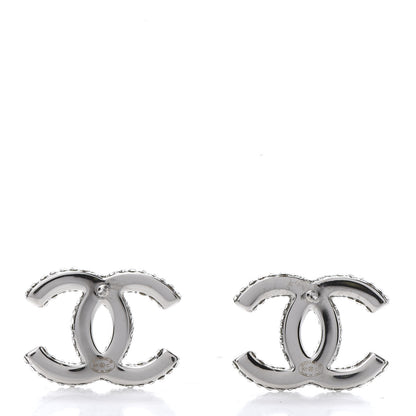Chanel Crystal CC Treasure Chest Earrings Silver 4 of 5
