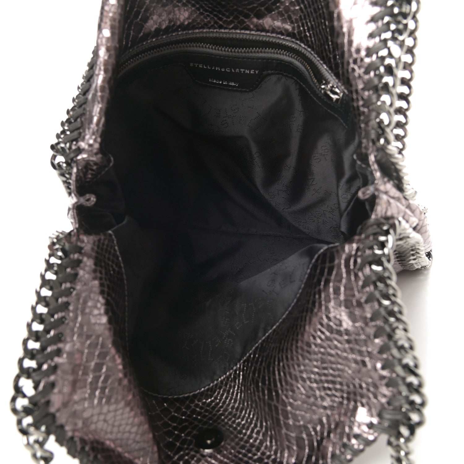 Stella McCartney Metallic Snakeskin Print Small Falabella Tote Ruthenium 5 of 10