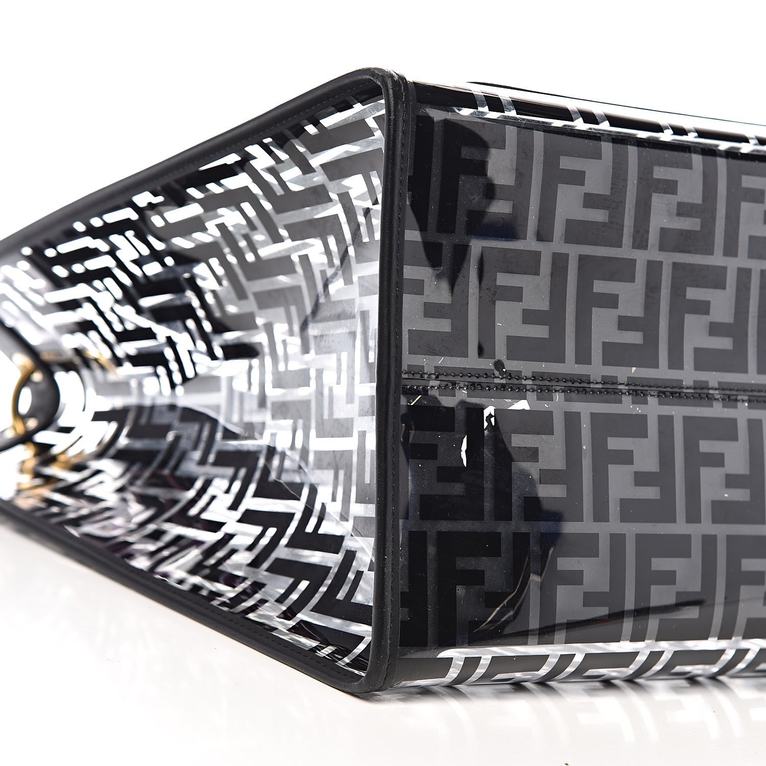 Fendi TPU FF Vitello Century Plexiglass Large Runaway Shopper Tote Black 9 of 12