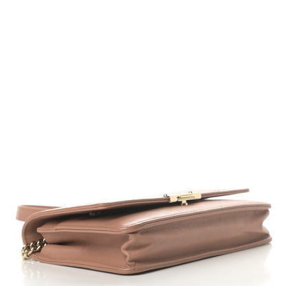 Chanel Grained Calfskin Quilted Label Click Flap Wallet On Chain WOC Pink 4 of 18