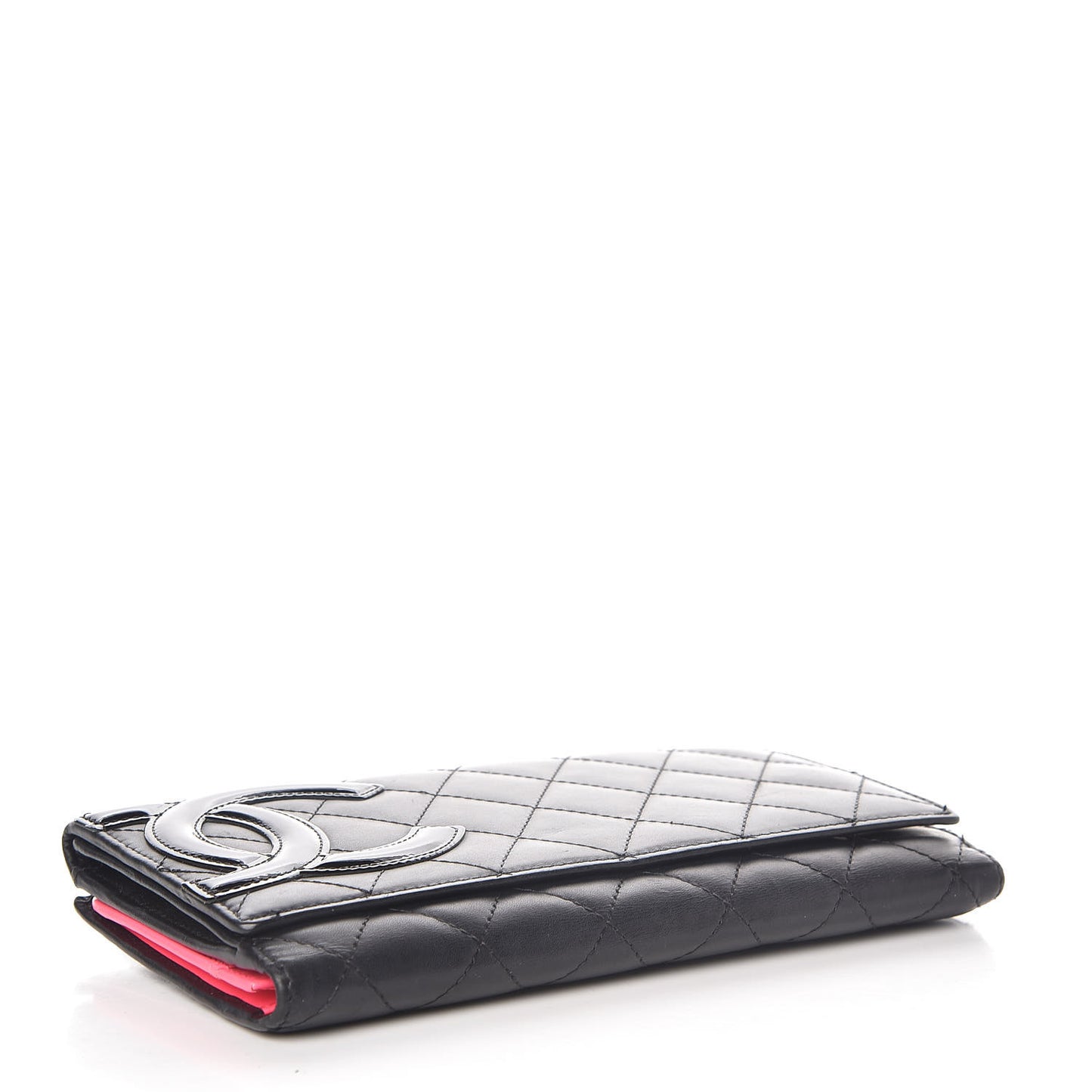 Calfskin Quilted Cambon Long Double Wallet Black
