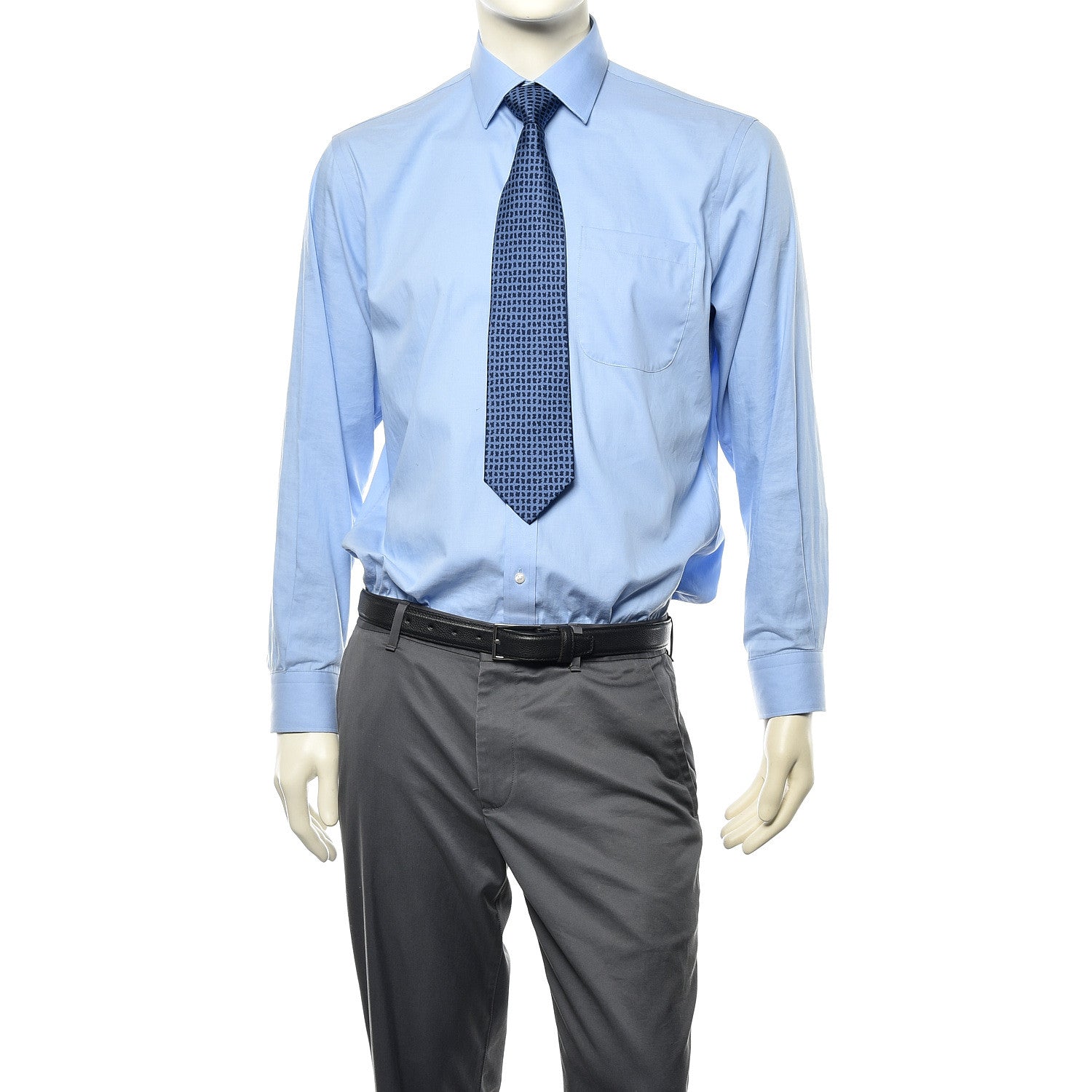 Hermes Woven Silk Mens Neck Tie Bleu 2 of 4