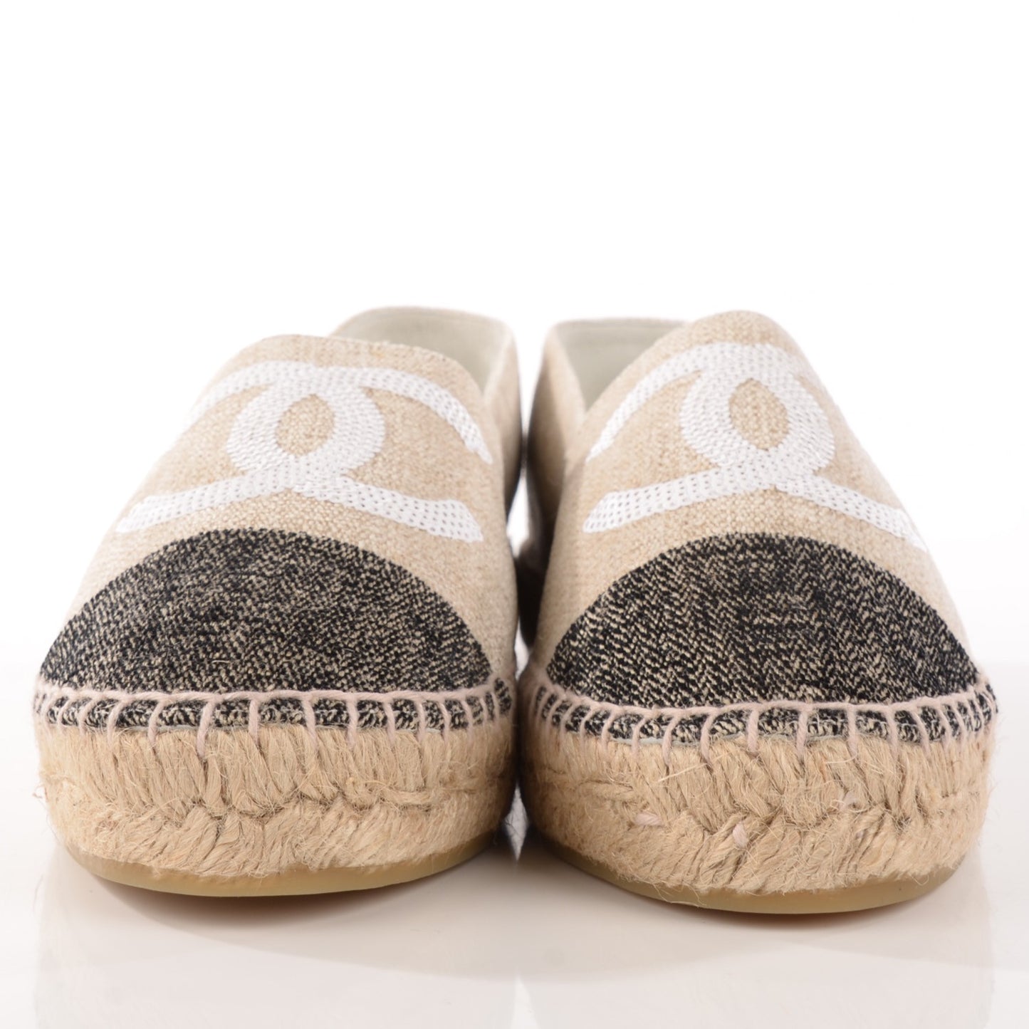 Toile Sequin CC Espadrilles 38 Beige Black