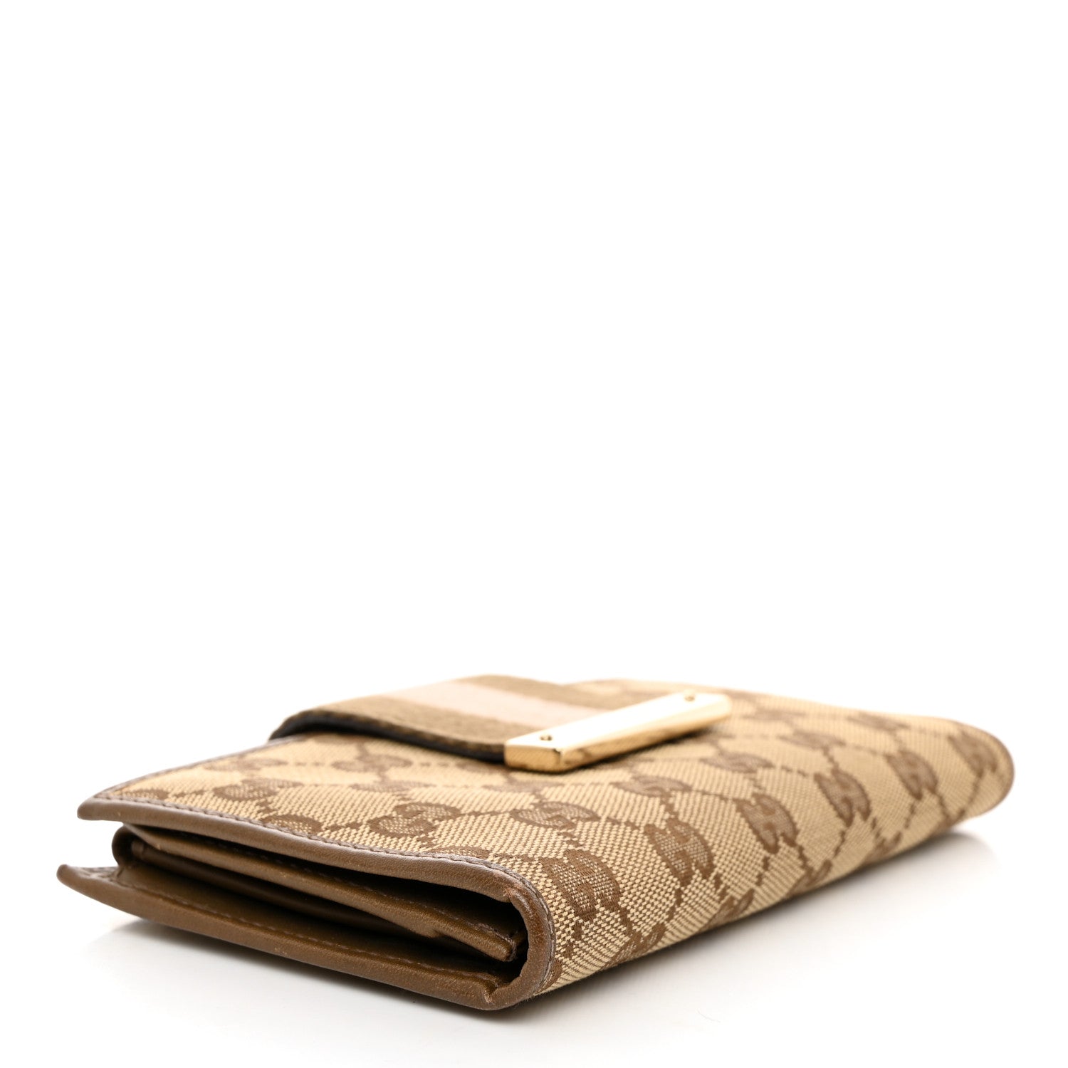 Gucci Monogram Calfskin Ladies Web Long Wallet Beige 4 of 9