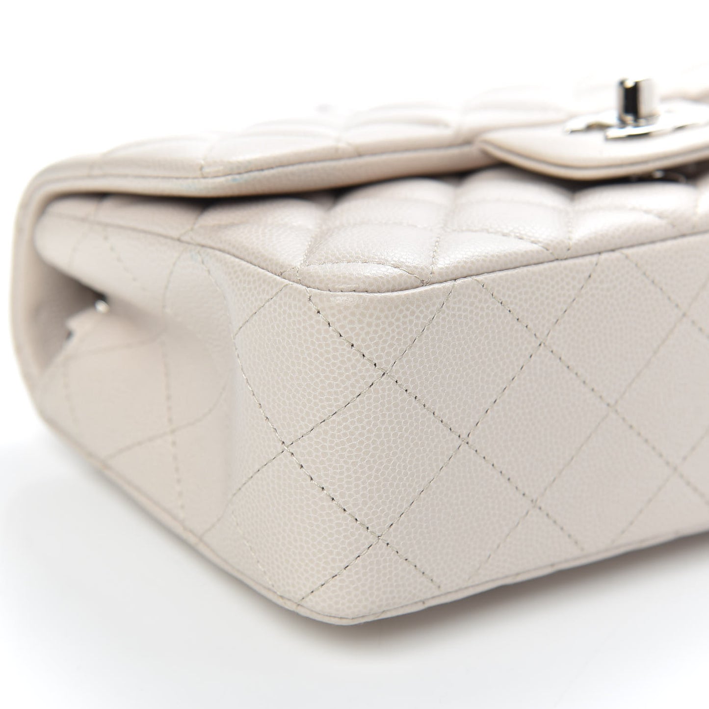 Caviar Quilted Mini Rectangular Flap Ivory