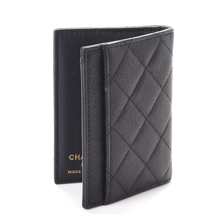 Chanel Letter Calfskin Embossed Quilted CC Card Holder Wallet Black 8 of 8