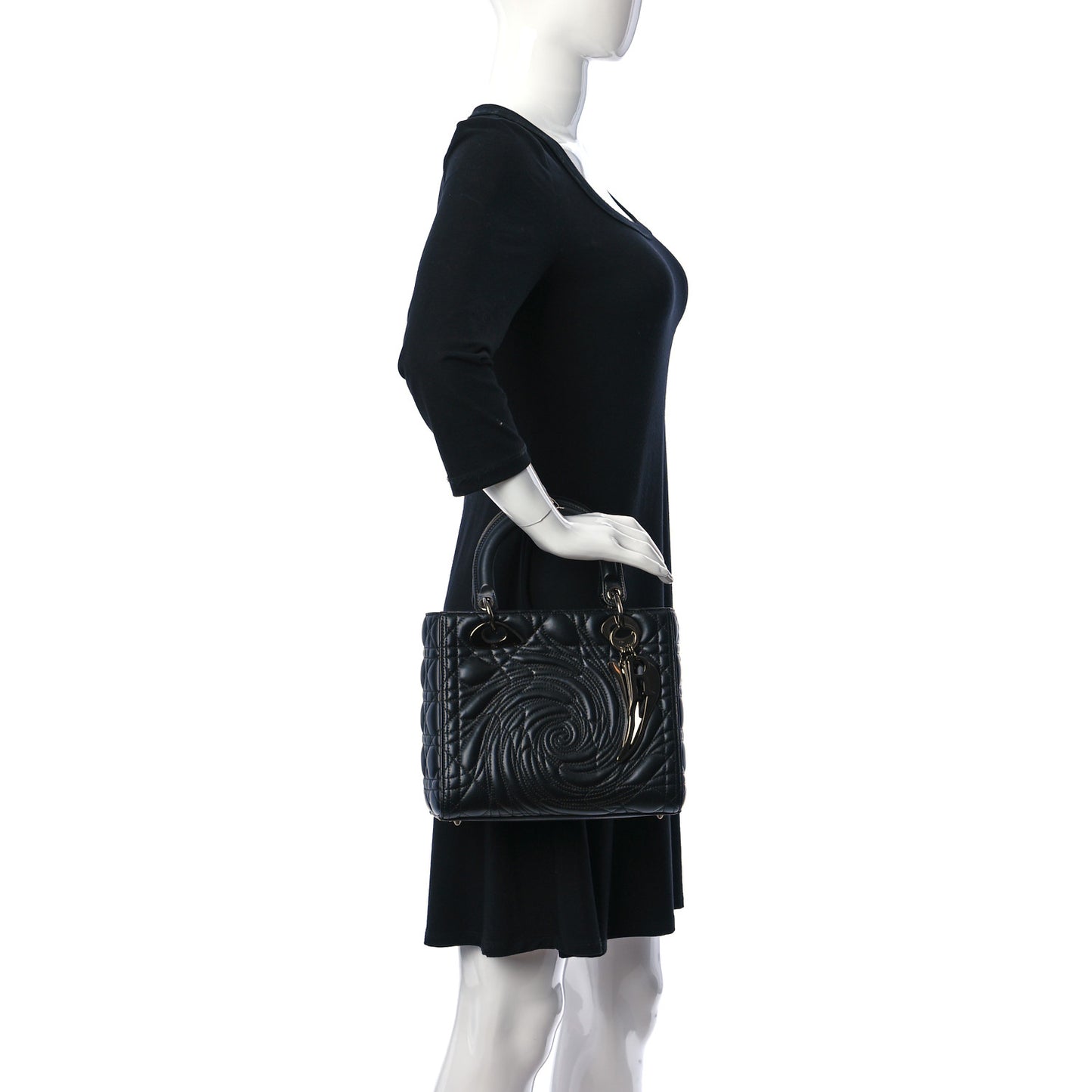 Lambskin Cannage Embossed Medium Recycle Group Lady Dior Art 5 Black