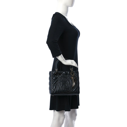 Christian Dior Lambskin Cannage Embossed Medium Recycle Group Lady Dior Art 5 Black 2 of 9