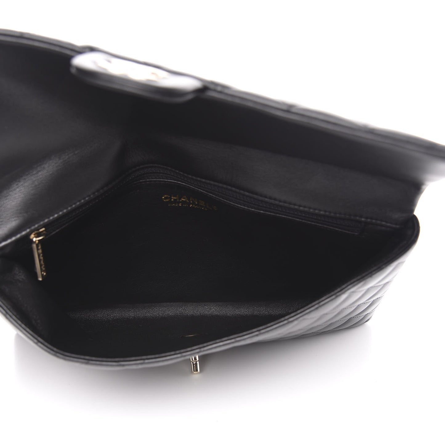 Lambskin Quilted Flap Clutch Black