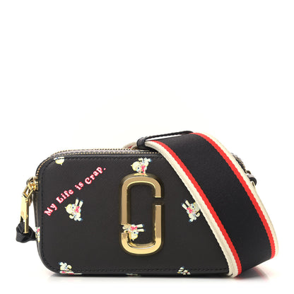 Marc Jacobs Saffiano Small My Life Is Crap Snapshot Camera Bag Black 1 of 10