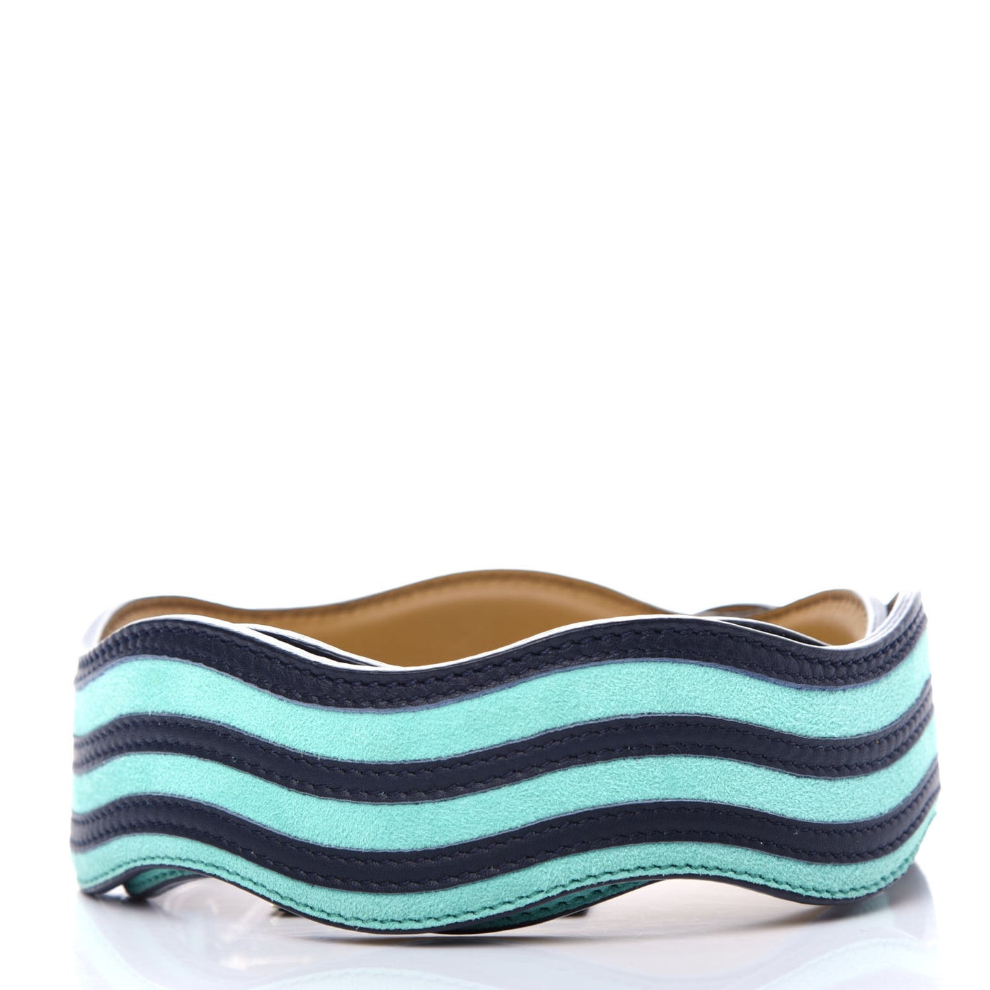 Suede Calfskin Waves Strap You Turquoise Navy Blue
