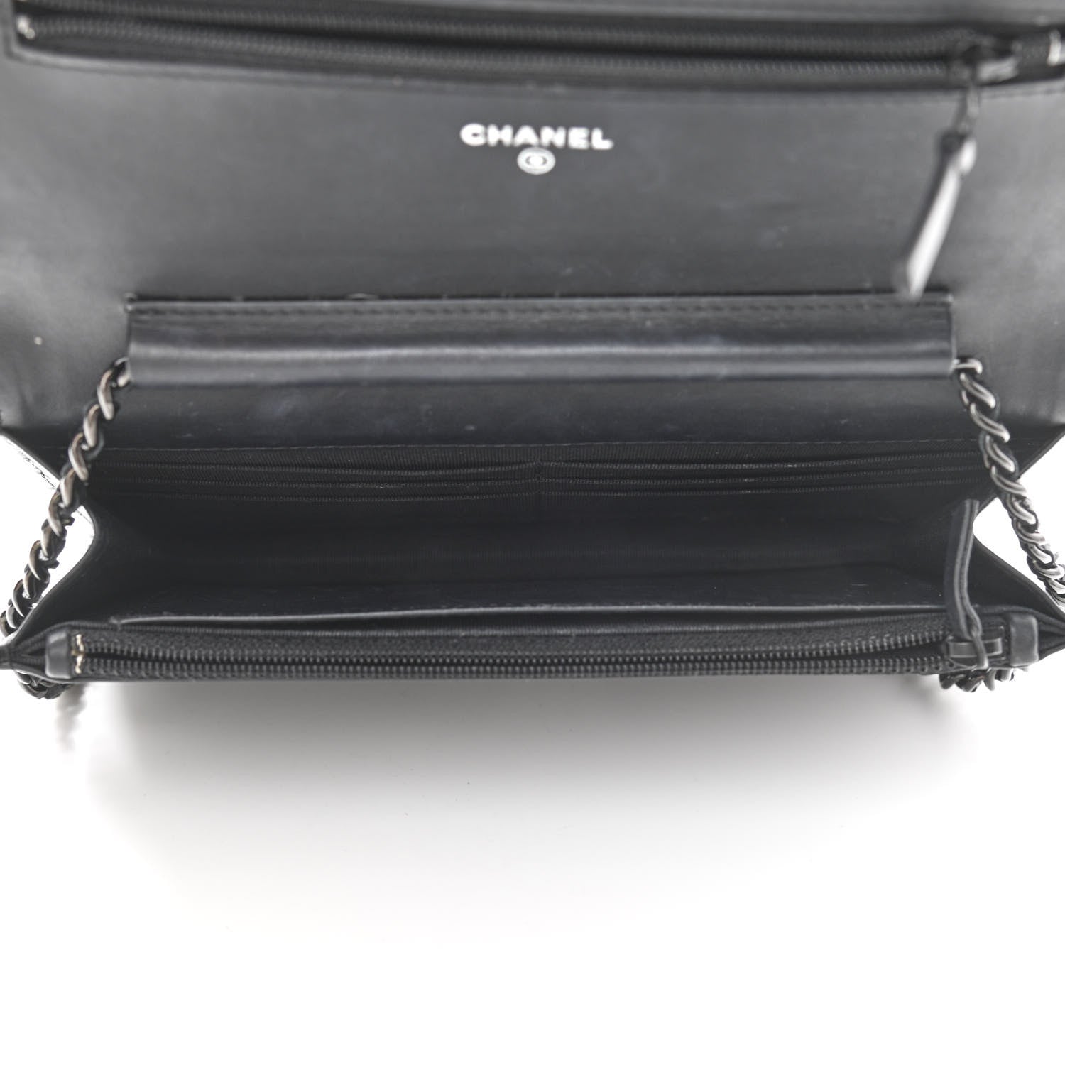 Chanel Distressed Patent Calfskin Quilted Reissue Wallet On Chain WOC Black 5 of 13