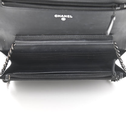 Chanel Distressed Patent Calfskin Quilted Reissue Wallet On Chain WOC Black 5 of 13
