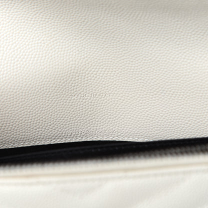 Saint Laurent Grain De Poudre Matelasse Chevron Monogram Envelope Chain Wallet Dove White 10 of 11